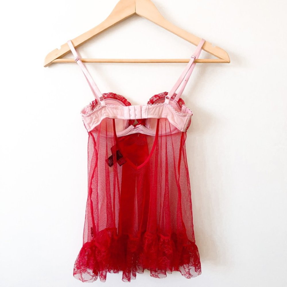 La Senza Red Lace Babydoll Bustier Lingerie NWT - Picture 3 of 6